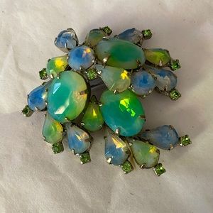 1950s turquoise and green pin